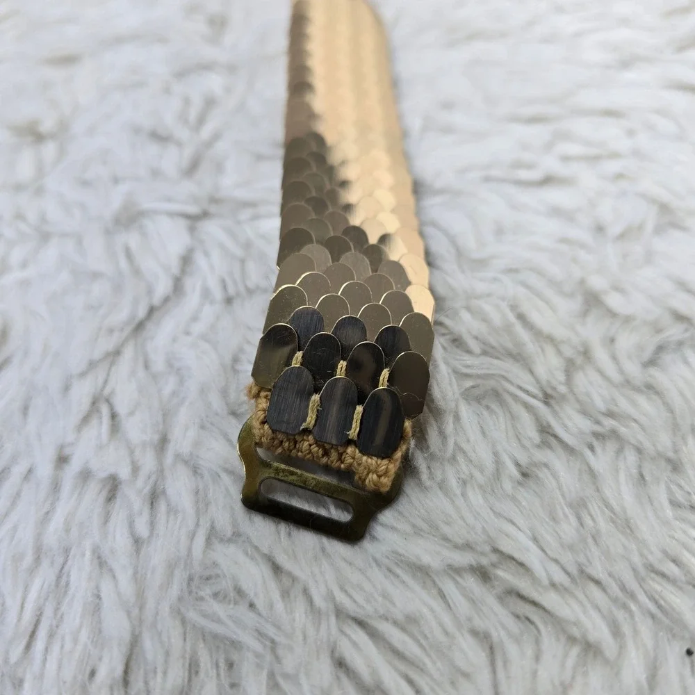 Vintage Gold Sequin Scale Belt Women Sm 18